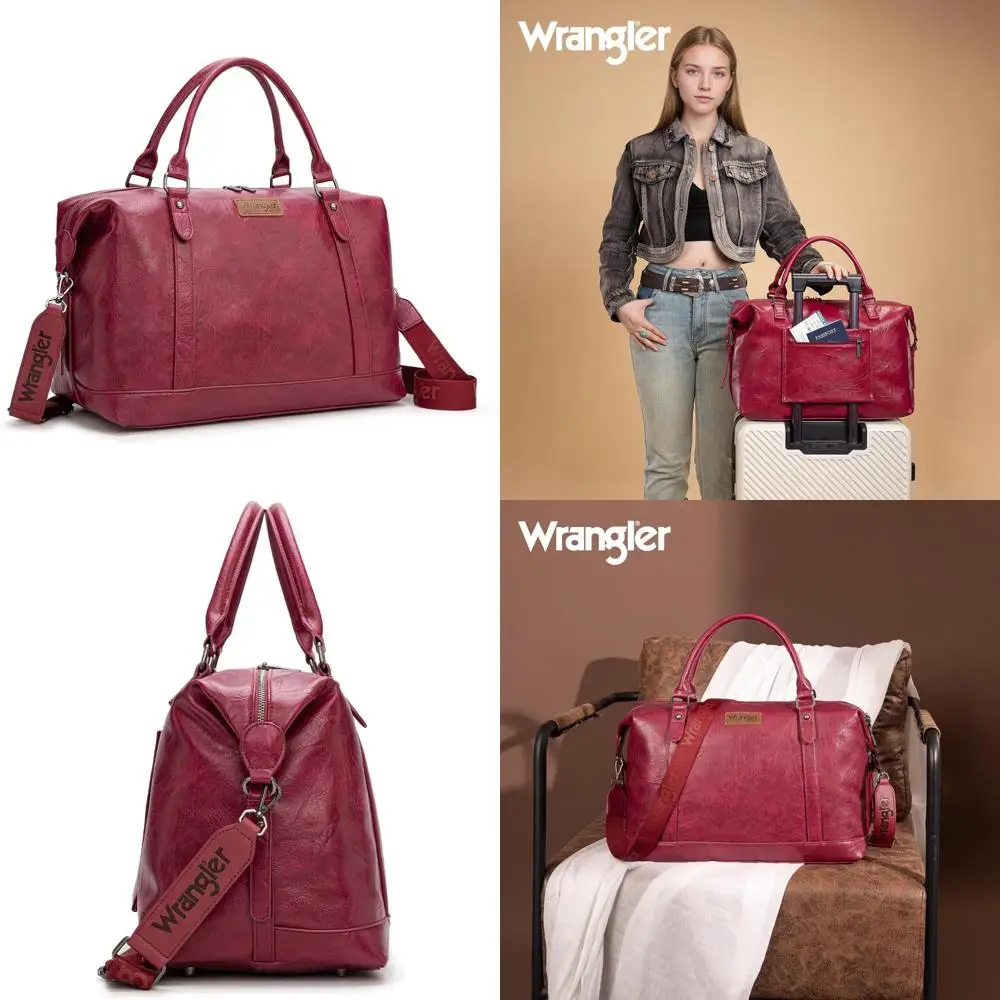 

Водонепроницаемая большая спортивная сумка Weekender для женщин — ручная кладь для путешествий, спортзала, поездок на ночь, бордовый цвет