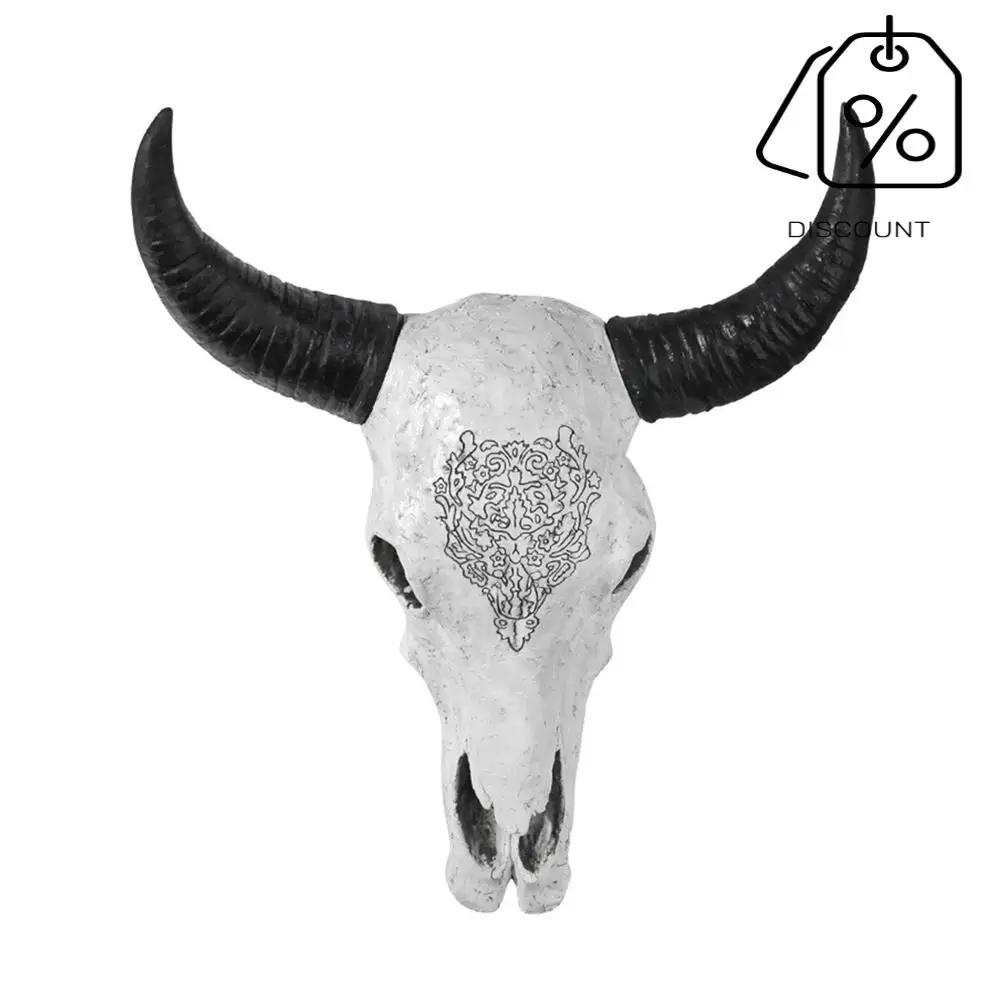 الثور رئيس الجدار الشنق النحت الجمجمة الثور تمثال الرجعية الزخرفية المادة الحيوان غرفة المعيشة الديكور-AT30