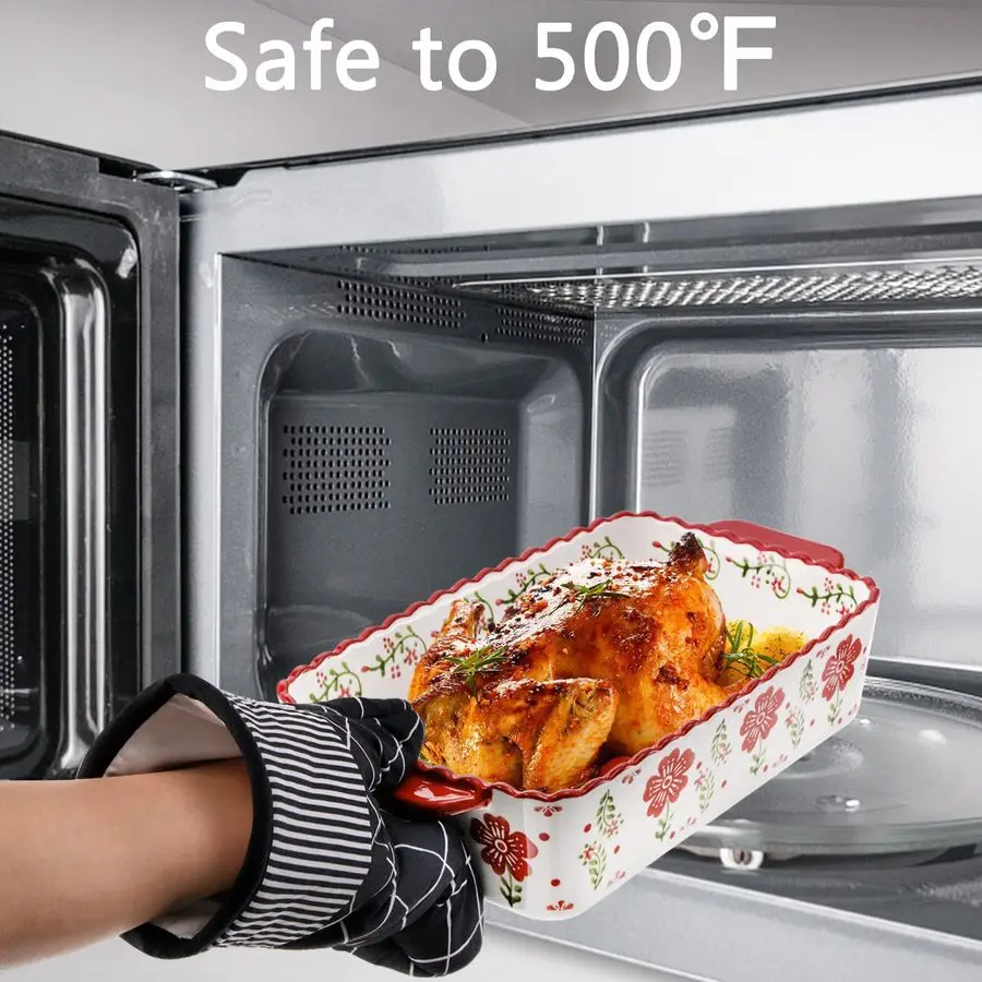 

Набор из 3 керамических форм для запекания, прямоугольные формы для лазаньи с ручной росписью, фарфоровые формы для подачи пасты, курицы и других блюд