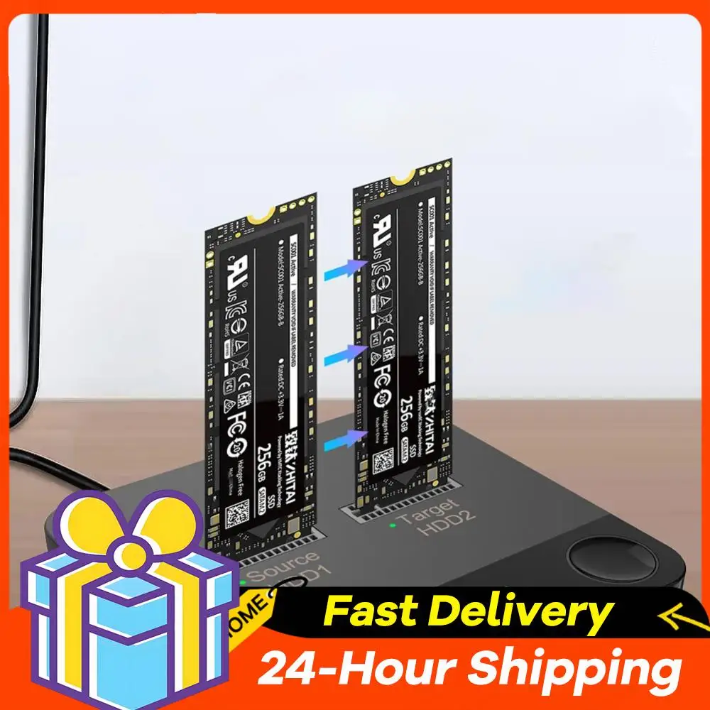 

Док-станция для двух накопителей M.2 SATA/NVMe с функцией автономного клонирования, дубликатор данных, дубликатор SSD M.2