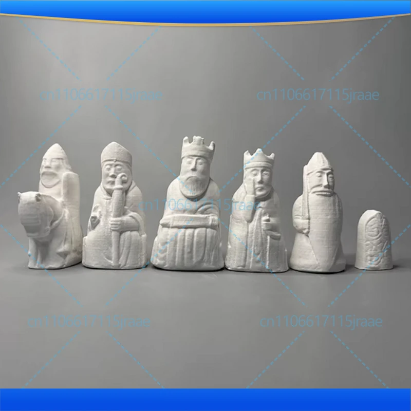 Lewis Chess Replica Plaster Statue 6 Pcs-set Table Decoration Ornaments Creative Artwork Figures Sculpture Room Aesthetic Decor