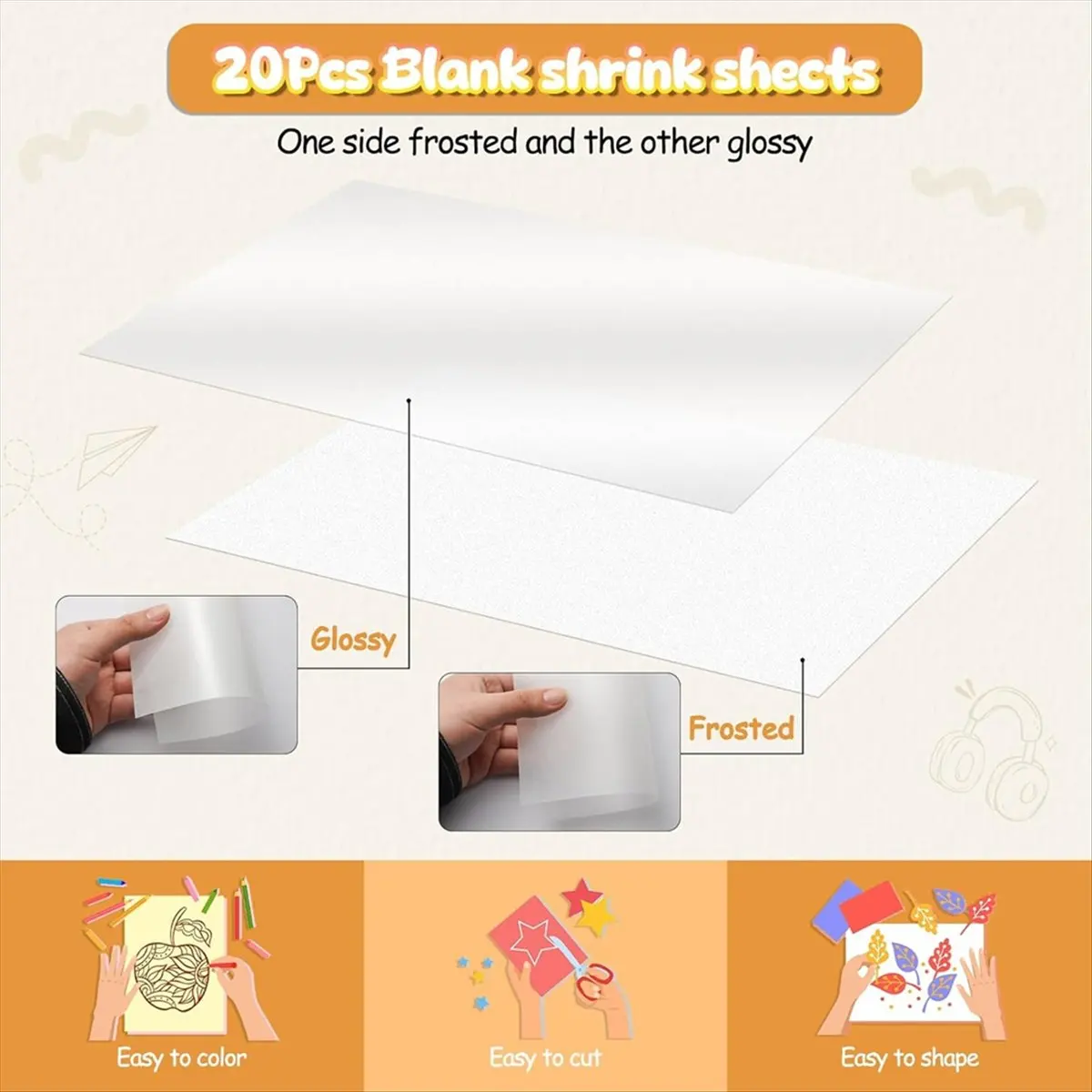 HITL 150PCS Shrinky Plastic Sheets Kit, Shrink Paper Keychain Kit for Kids Marking, DIY Ornaments or Craft