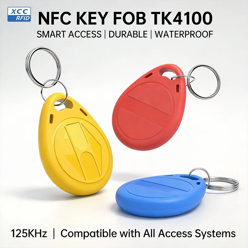 125KHz RFID Keyfobs TK4100 Chip Read Only ID Tags Waterproof Keychain for Door Access Control Hotel Gym Lock System