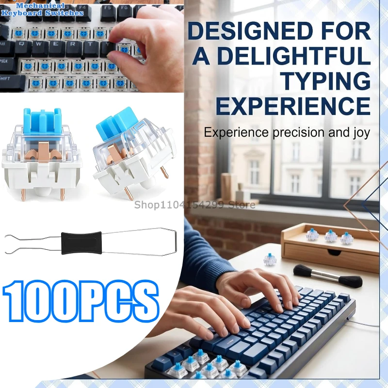 20-100 PCS Keyboard Switch Keyboard Clicker Key Replacement 3 Pin Tactile Switch Keyboard Replacement Accessories & Clip