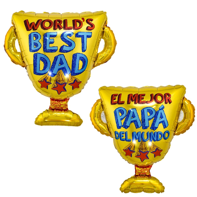 1pc Large Best Dad Trophy Foil Balloons Spanish Father's Day Trophy Balloon Father's Day Party Decorations Dad Gifts