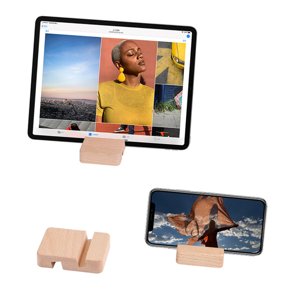 ユニバーサル木製ダブルスロットブラケット,携帯電話,iPad,デスクトップ用