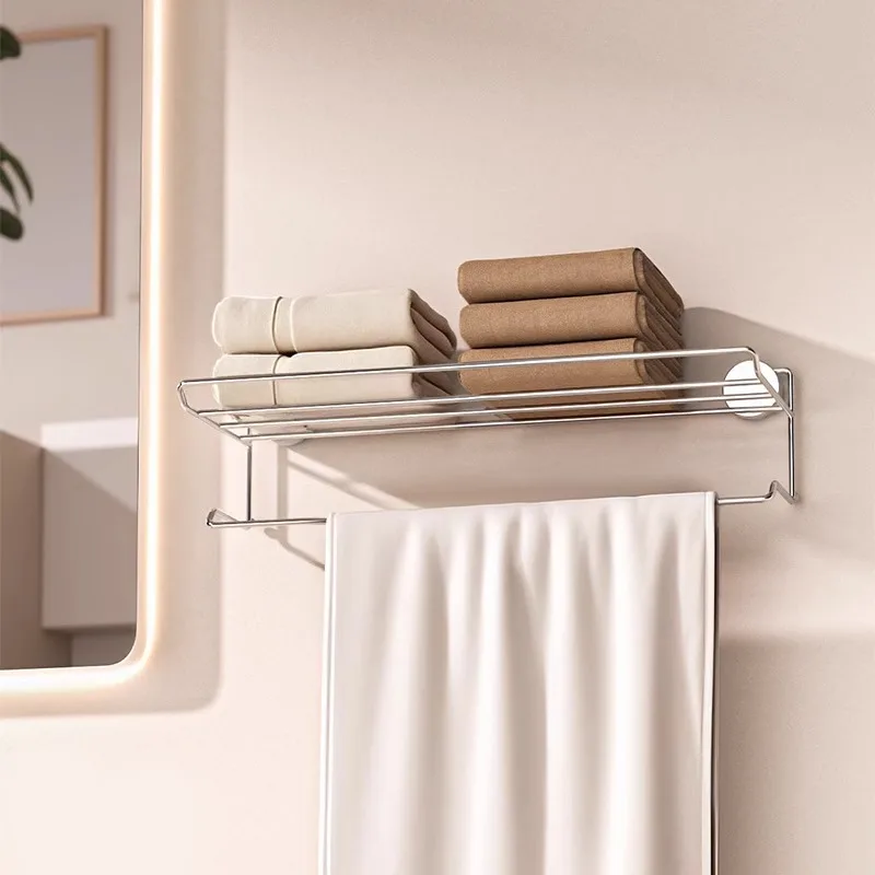 

Stainl Steel Suction Cup Towel Ra Batoom Organizer Toilet Towel Storage elf eup Room Wall Mounted Holder