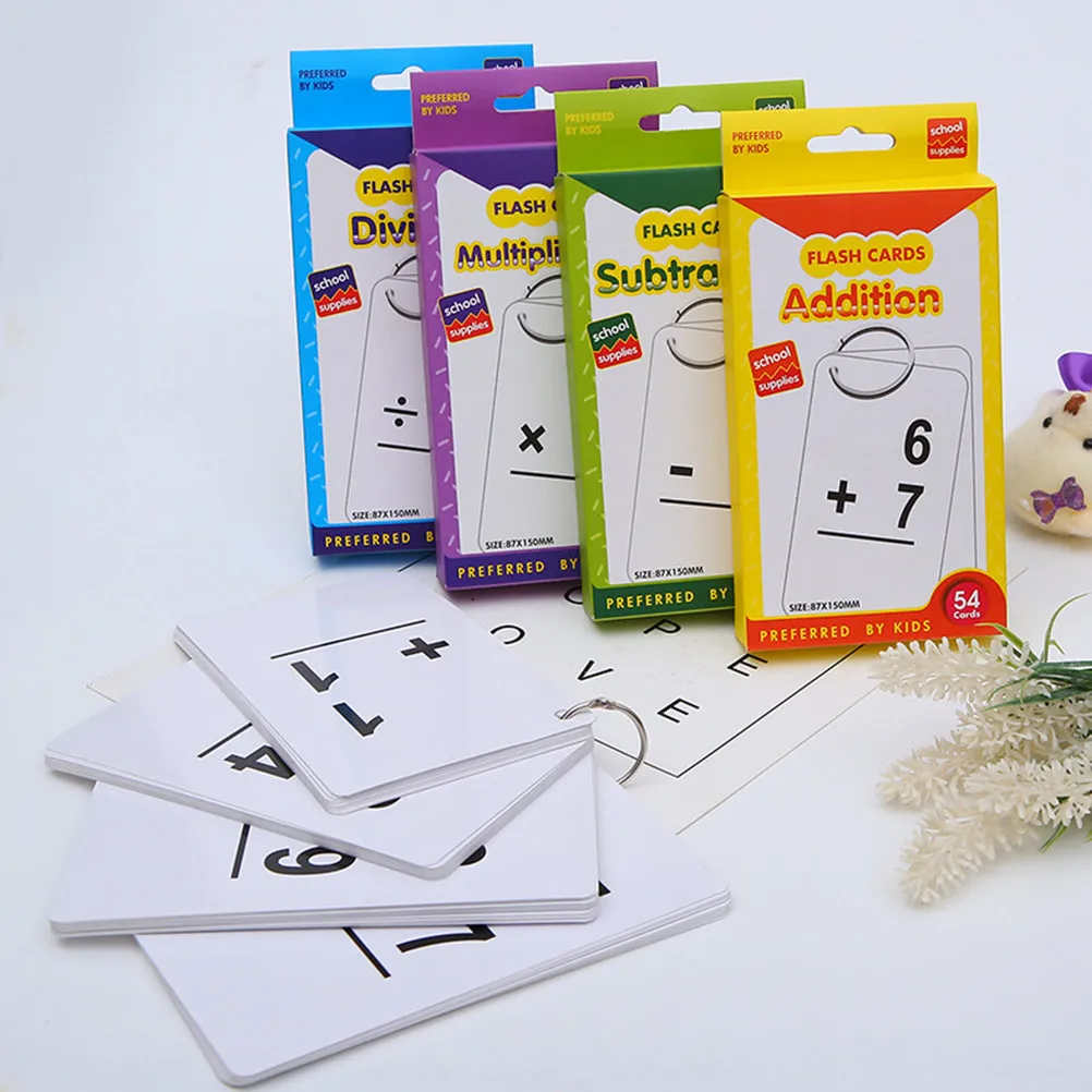 54Pcs Arithmetic Flash Cards for Kids Math Learning Educational Cards Multiplication Practice Prelearning Tools School Supplies