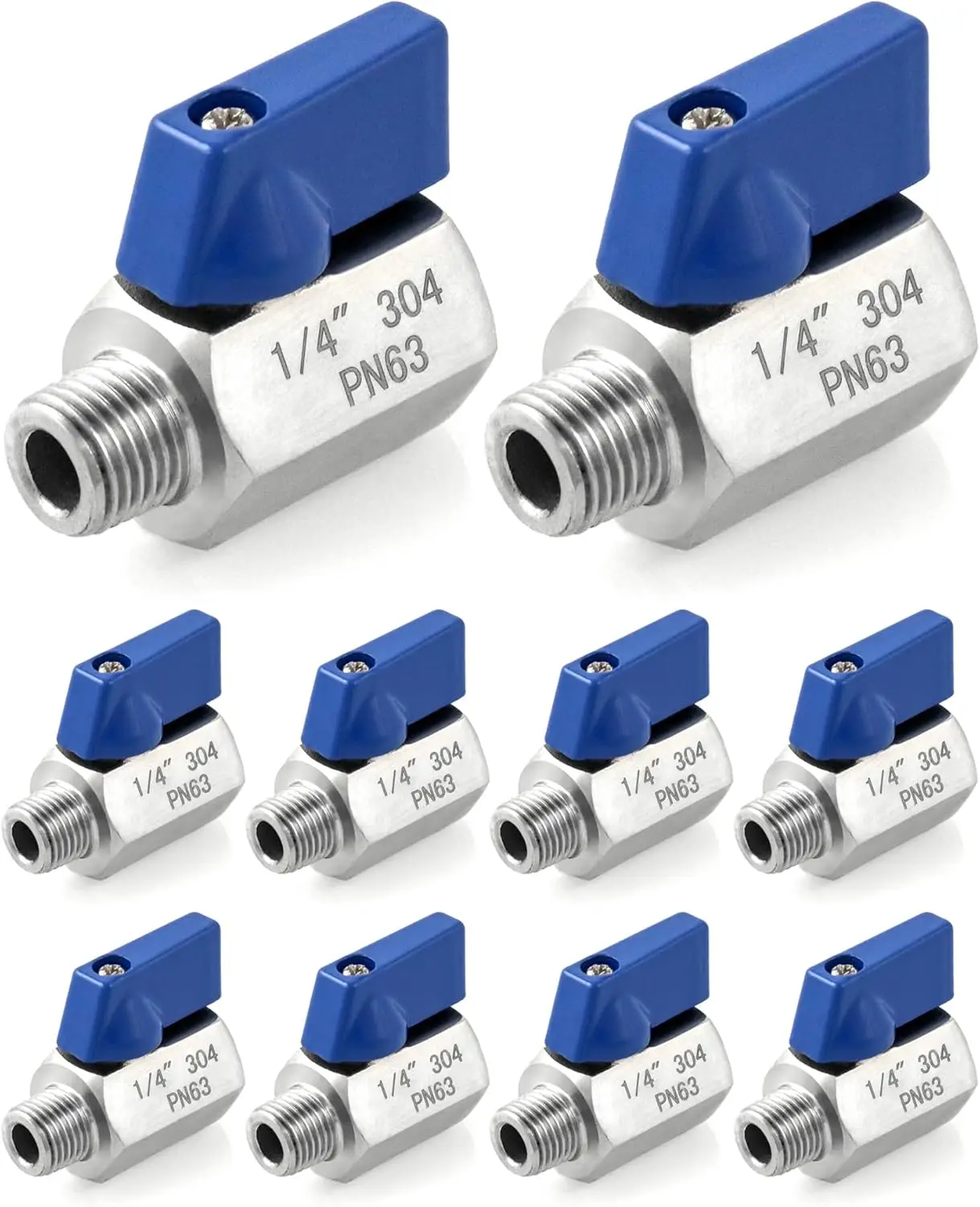 

Мини-шаровые краны, 10 шт., с резьбой NPT 1/4 дюйма (внутренняя и наружная), из нержавеющей стали 304, запорные клапаны для сантехники