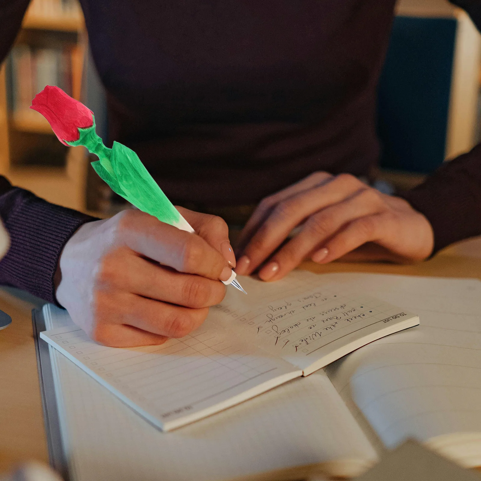 

Handmade Wood Carving Writing Pen Creative Rose Design Smooth Gel Ink Premium Stationery Pen For Greeting Cards Coloring Books