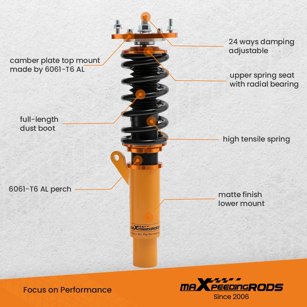 Maxpeedingrods Coilovers Shock Absorber Suspension Kits for Volkswagen VW Golf MK7 Seat Leon Mk3 Damping 4