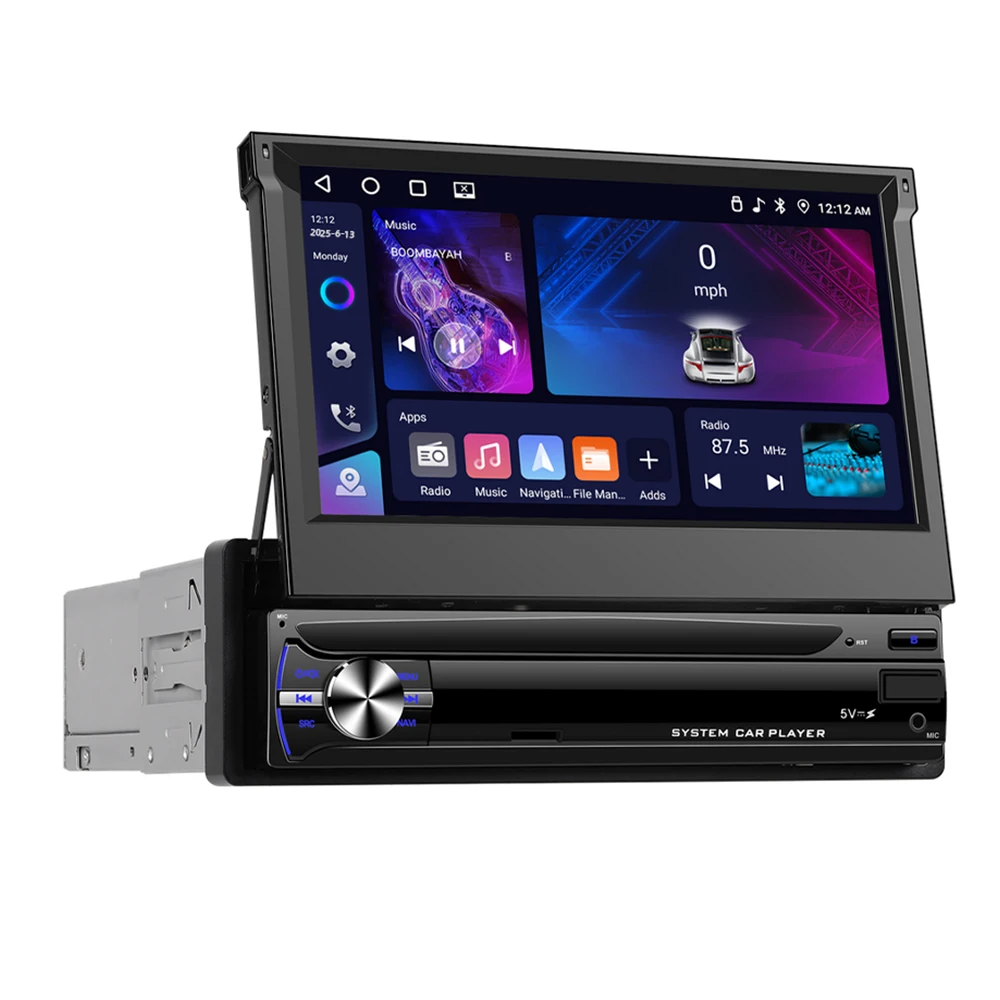 Podofo Intrekbaar Scherm Autoradio 7 ''1Din Android Autoradio 4 + 64G Carplay Android Auto Bluetooth WIFI GPS FM/RDS Autoradio - afbeelding 2