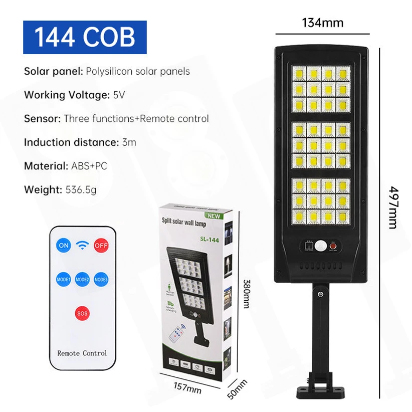 Imagem -05 - Impermeável Solar Street Light Super Bright Sensor de Movimento Lâmpada ao ar Livre Quintal Garagem Jardim 180leds 10000w 10000 Lumens