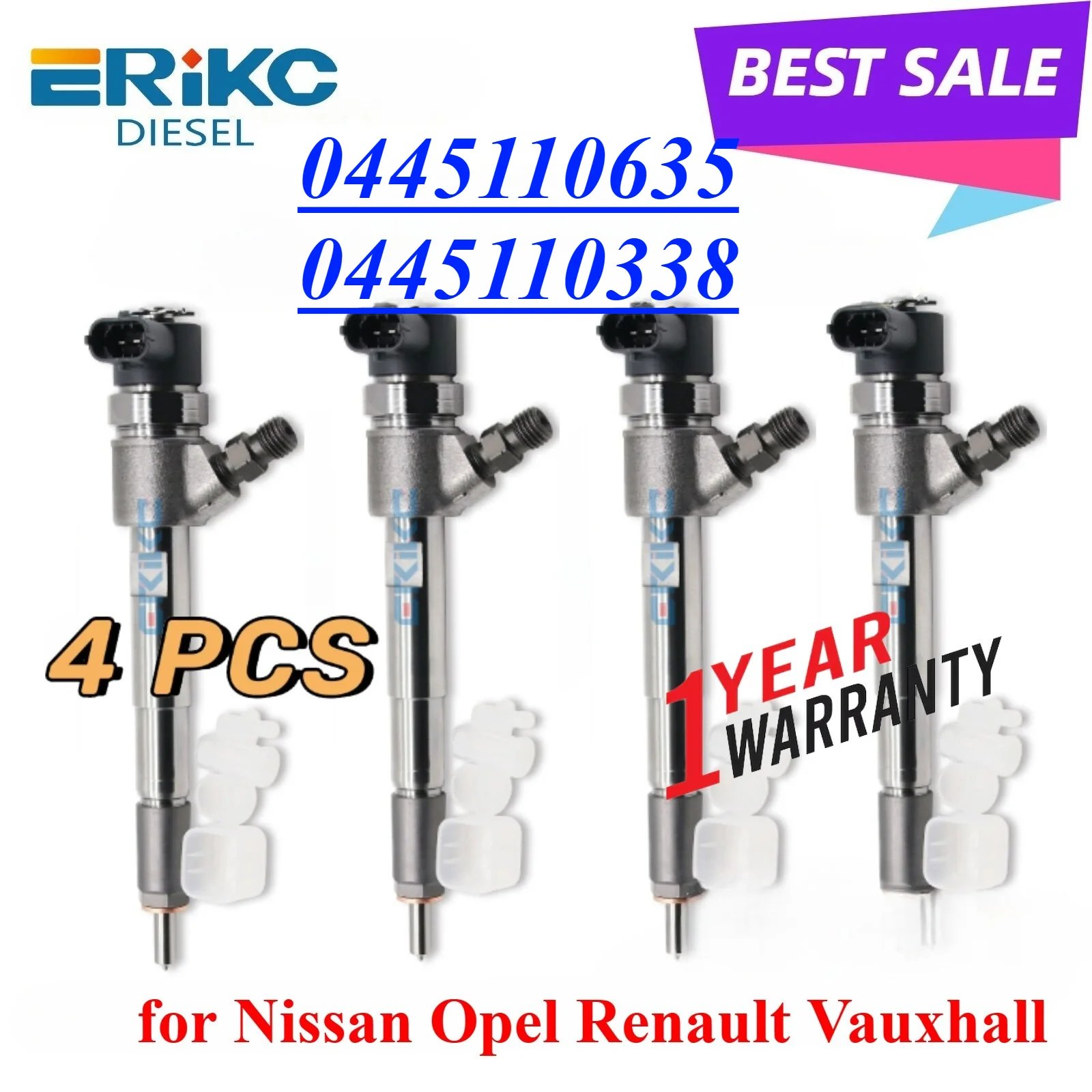 

4PCS 0445110635 Auto Diesel Injector 0 445 110 635 Engine Sprayer Nozzle 0445 110 635 for Nissan Opel Renault Vauxhall