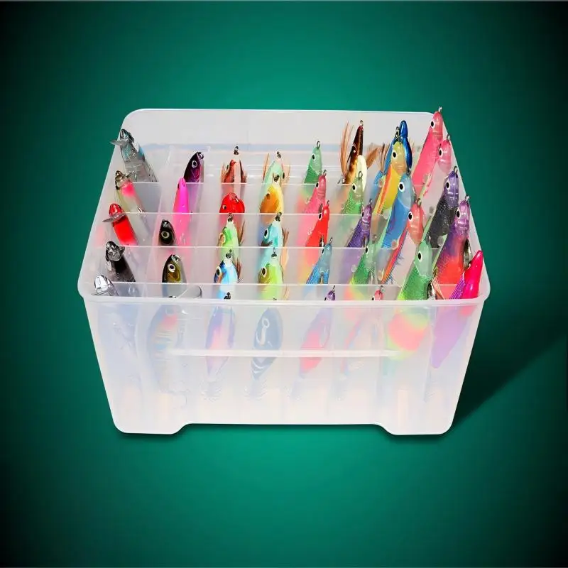 40 Grids Plastic Fishing Tackle Box Webfoot Octopus Storage Organizer Lined Box Squid Jig Container Hard Lure Sea Tool Case