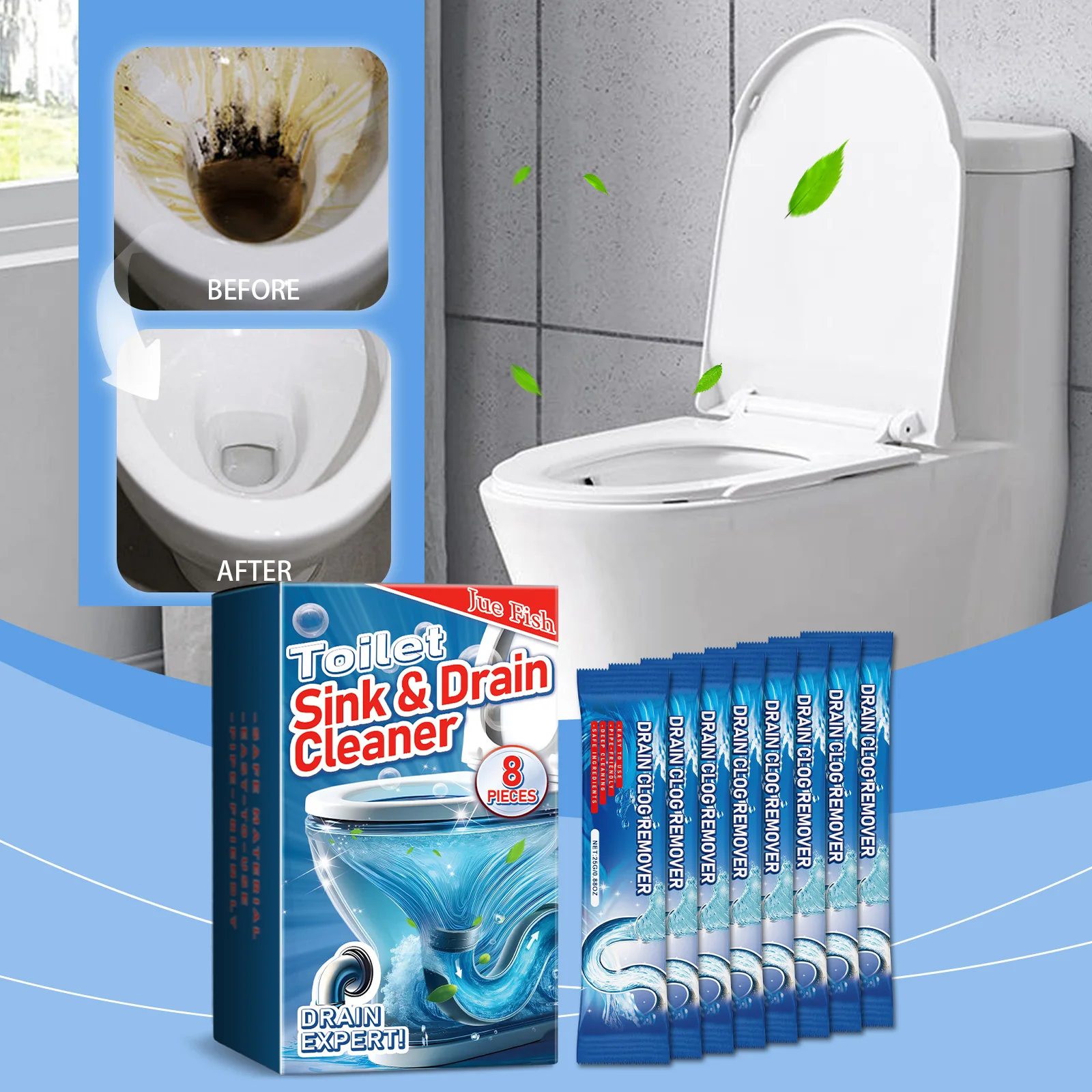 200g Strong sink drain cleaning powder Sewage decontamination deodorant Kitchen toilet tub drain cleaning powder