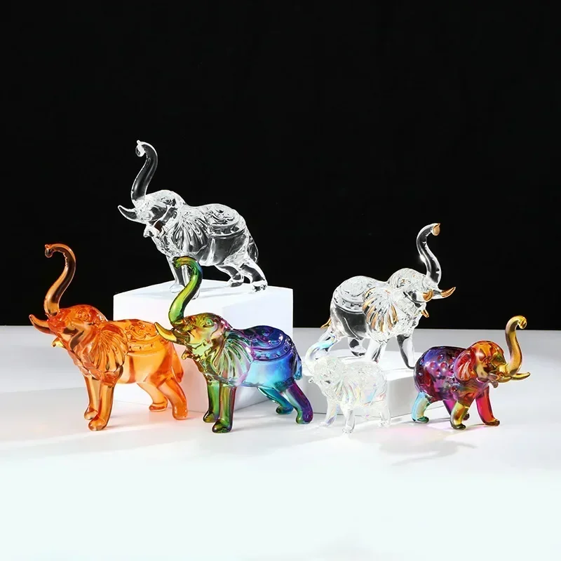 Bedroom Decoration Crystal Crafts AB Color Red Glass Elephant Simulation Ornament Living Room Animal Ornament Wholesale