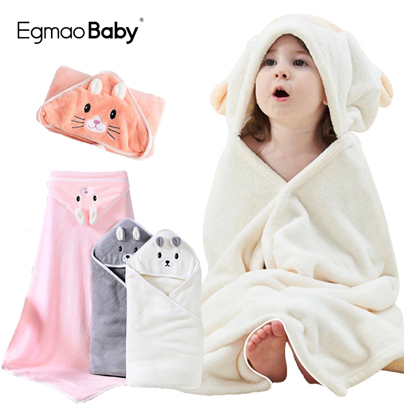 

Newborn Organic Cotton Hooded Baby Towel Soft Warm Bathrobes Infant Sleeping Bag Swaddle Wrap Blankets With Hood Toddler 80*80CM