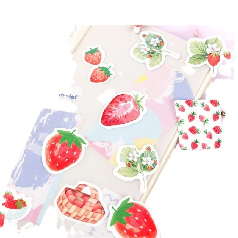 45Pcs Strawberry Delicious Style Decorative Stickers Diary Decorations Scrapbook Albums DIY Student Stationery Stickers