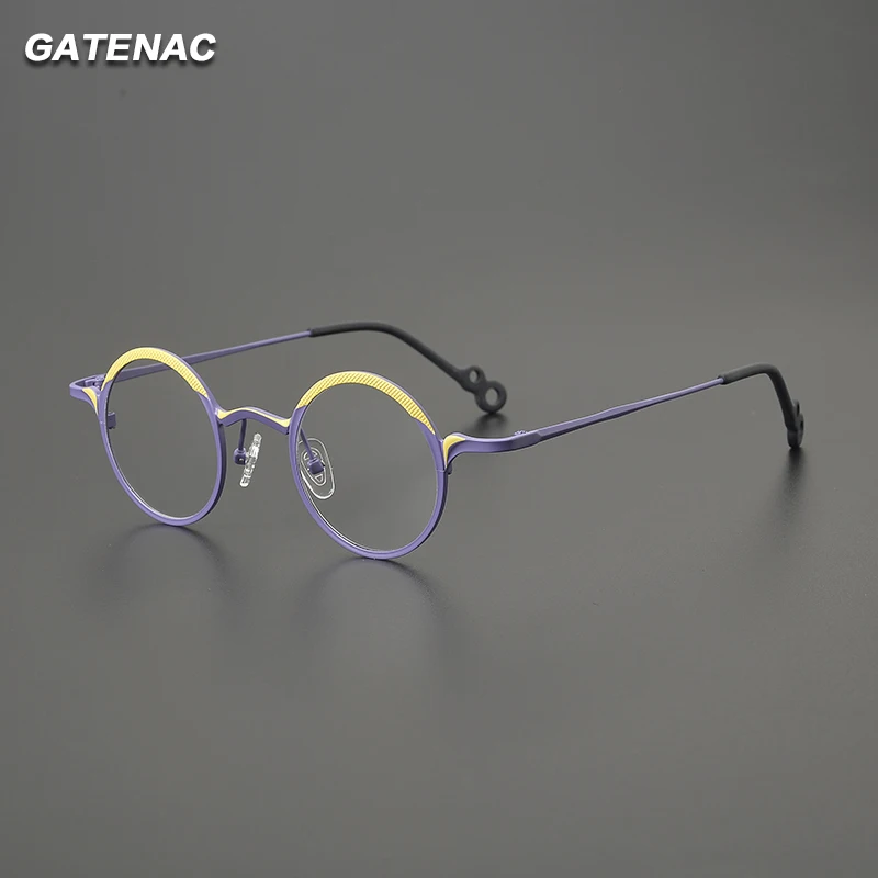 

Gatenac Handmade Pure Titanium Glasses Frame Men Vintage Round 2025 New Eyeglasses Frame Women Luxury Brand Designer Eyewear
