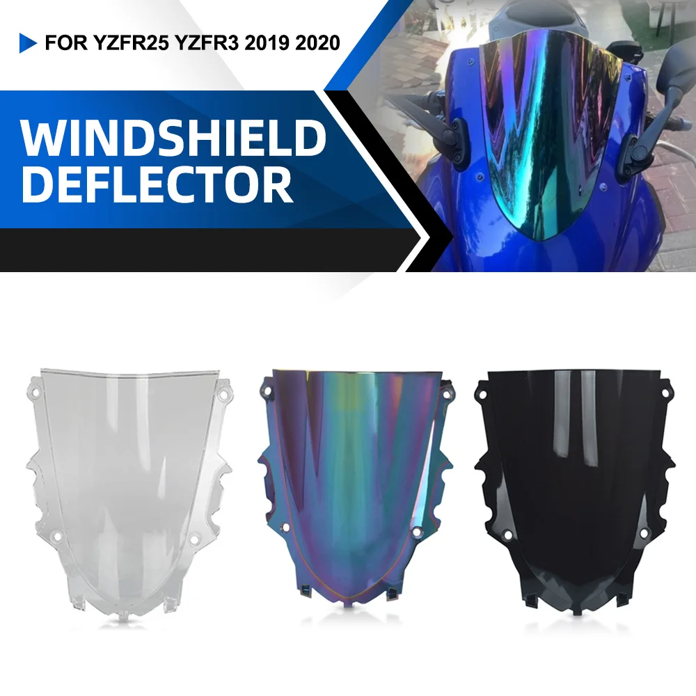

YZF R25 YZF-R3 Double Windshield Fit For YAMAHA YZF R25 R3 2019 2020 Motorcycle Accessories Visor Windscreen Bubble YZFR25 YZFR3