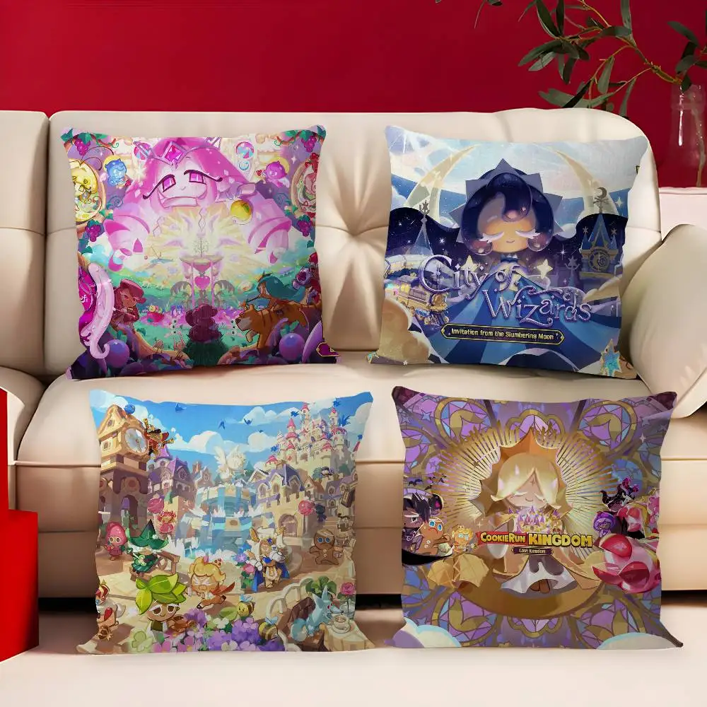 Game C-Cookie run K-ingdom Pillow Covers Cartoon Sofa Decorative Home Double-sided Printing Short Plush Cute Cushion Cover