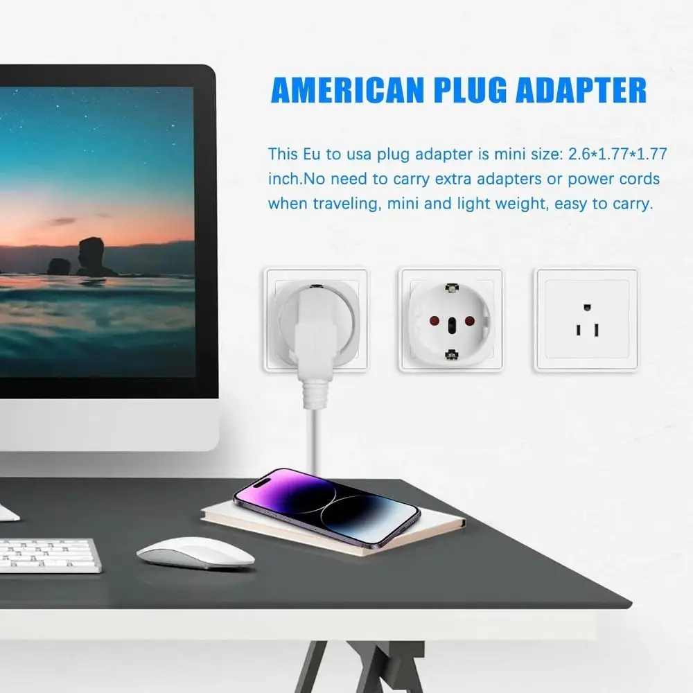 Portable Multi-Purpose EU Plug Adapter Compact Universal Travel Adapter Lightweight Outlet Adapter UK/EU/AUS/CN