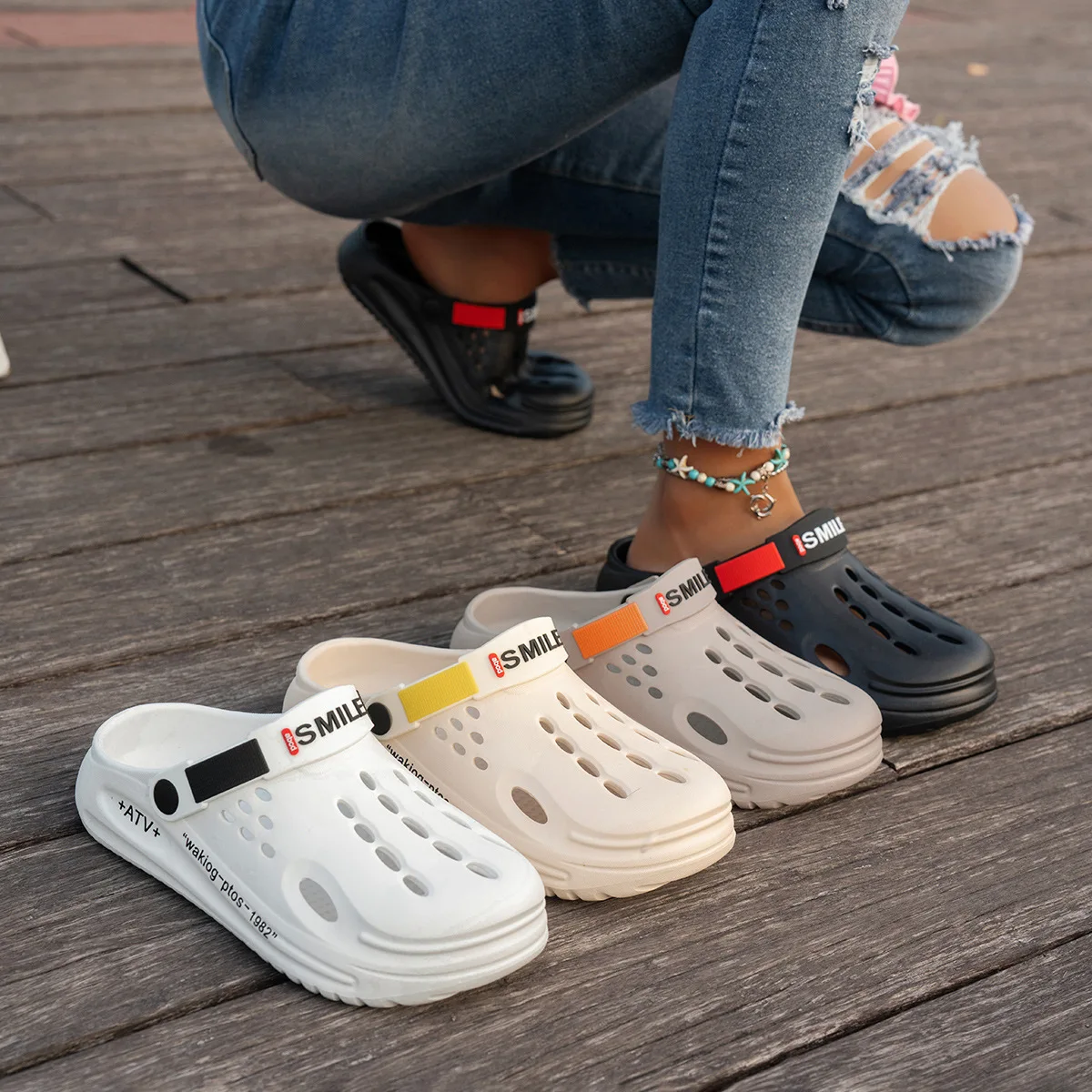 Zapatos de Hombre para Interiores y Exteriores, Transpirables, Impermeables, Antideslizantes, Cómodos, Sandalias Tipo Zueco, Calzado Moderno para Todas las Temporadas