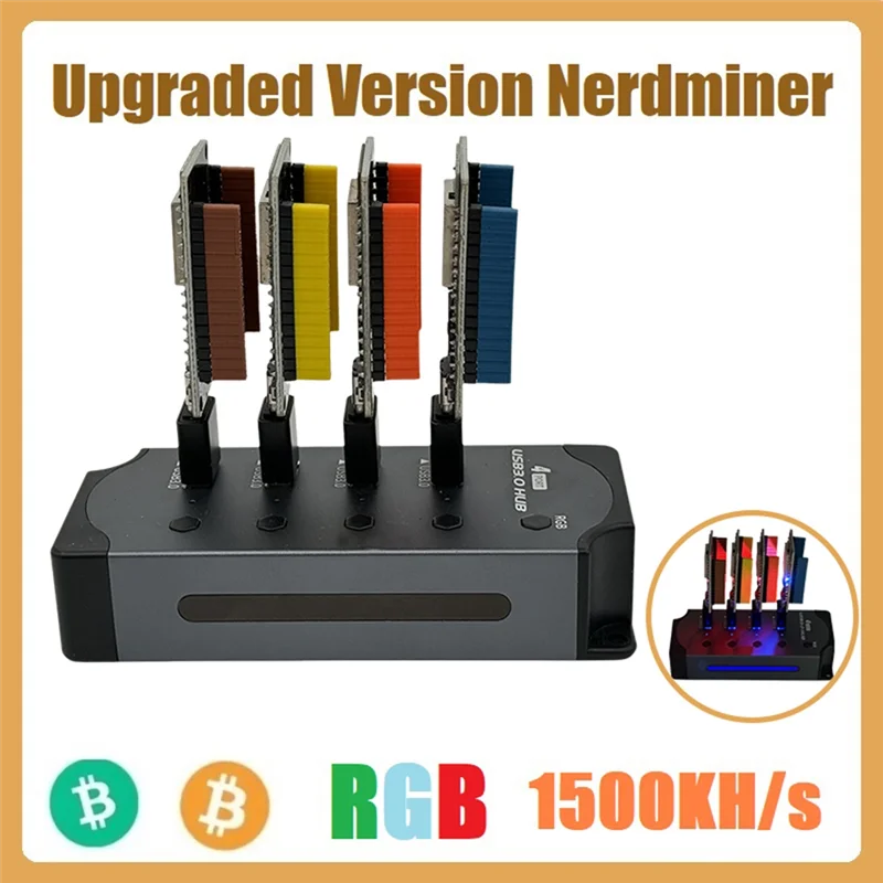 高度な Nerdminer ハブ 1500KH/S ソロ宝くじマイナー 4X370KH/S マイナー コンボ キット ビットコイン BTC マイナー Asic マイニング暗号マイニング ステーション