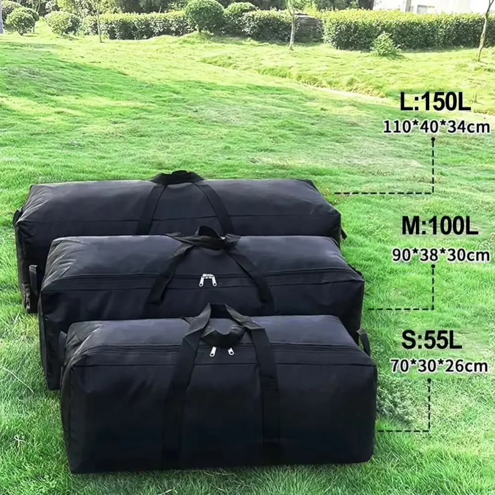55l-100l-150l-特大容量トラベルバッグ強化ハンドル折りたたみ式オックスフォード布ハイキングハンドバッグ大きな開口部