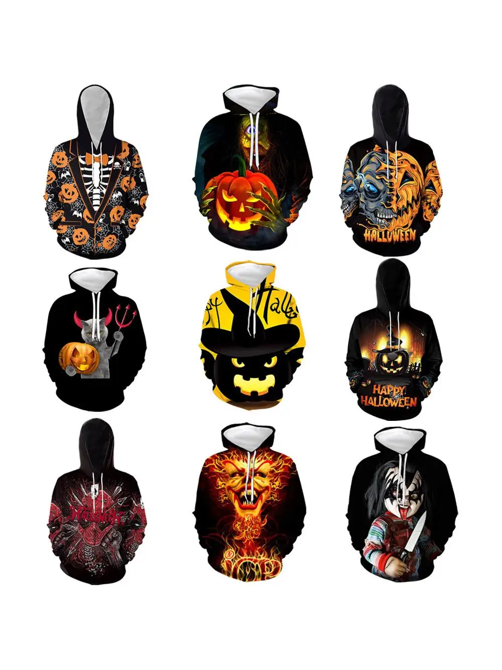 

Новинка 2025 года, толстовка с капюшоном с 3D принтом на Хэллоуин, мужская цельная толстовка с забавным дизайном, удобная уличная одежда из мягкого материала