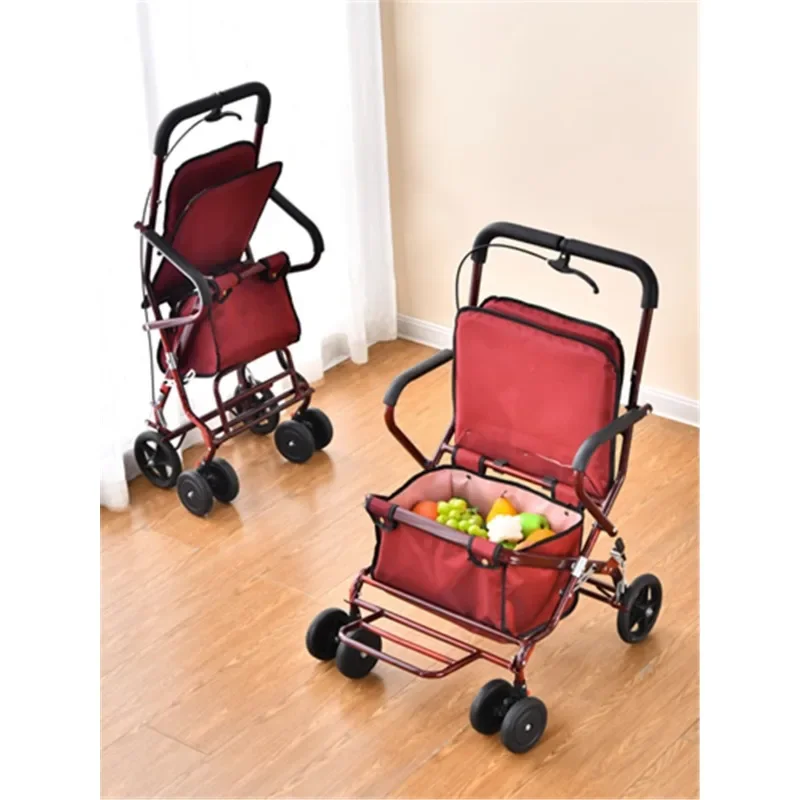 

Elderly handcart can sit, foldable, and lightweight. Elderly shopping cart, small cart, shopping, walking, widened, and enlarged