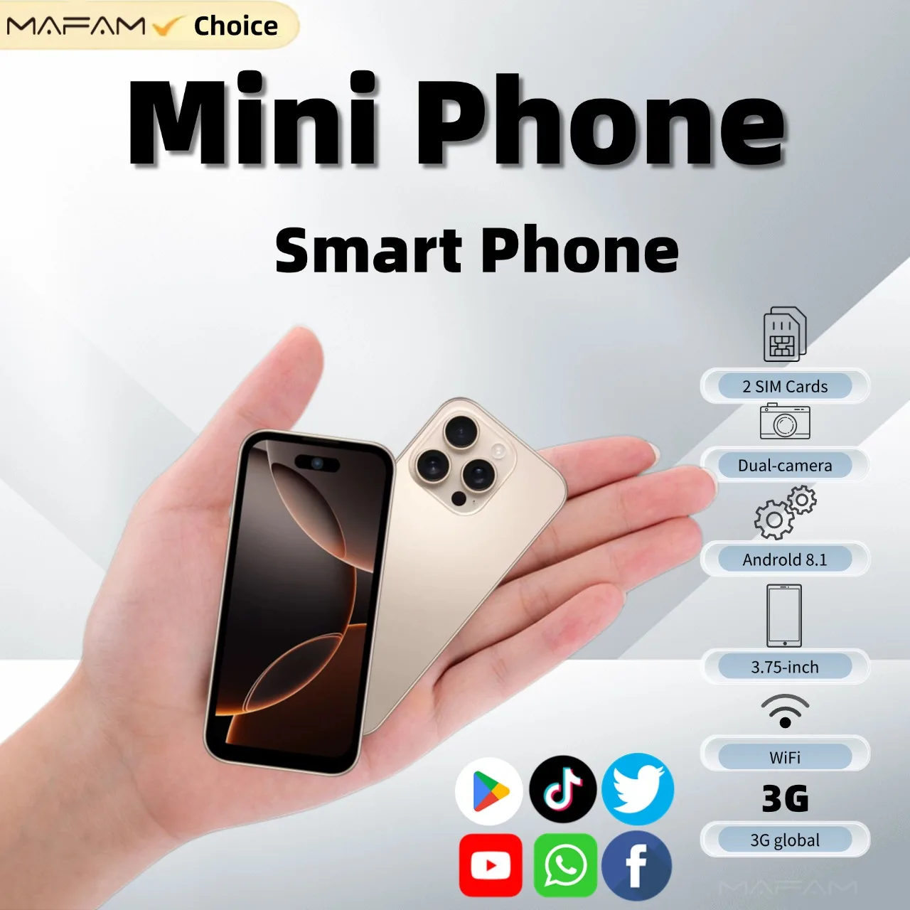 Android 8.1 OS 3G WCDMA Mini Smart Mobile Phone 3.75