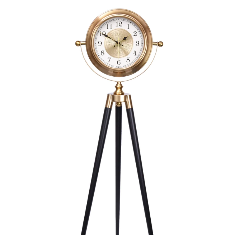 Retro living room atmosphere silent floor clock luxury creative tripod clock home light luxury desktop