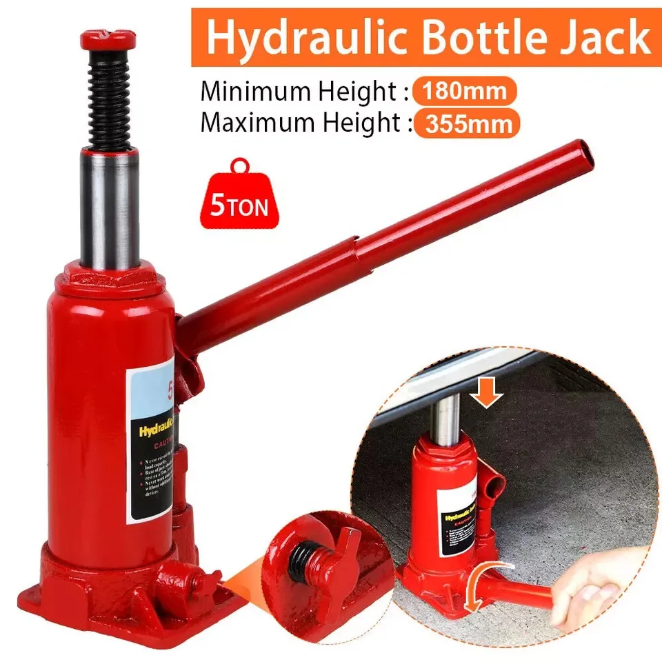 5 Ton Bottle Jack Heavy Duty Hydraulic Lifting Ram Car Van Boat Truck Caravan