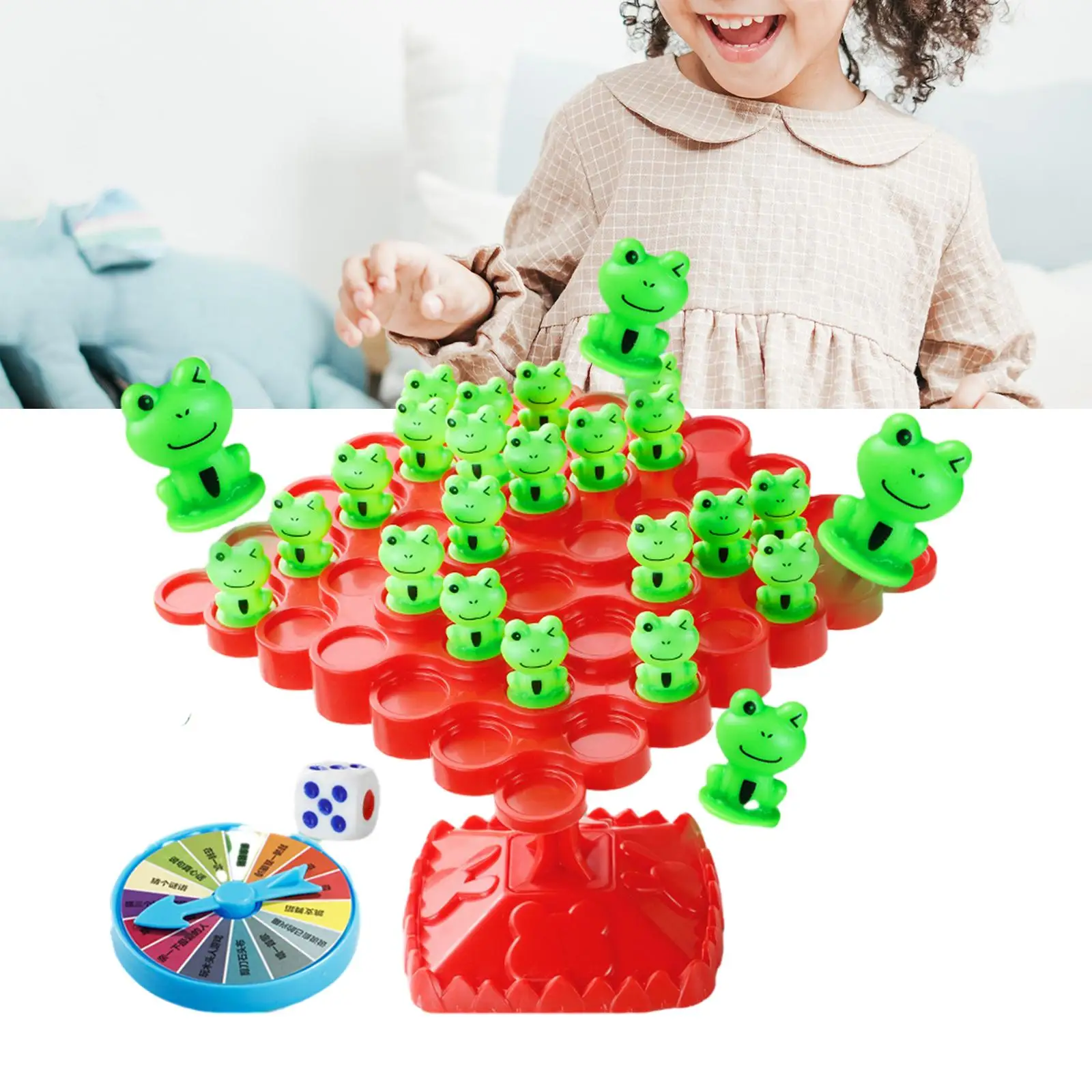 Frog Balance Counting Toy Preschool Balance Skill Dice with 50 Frogs Balanced