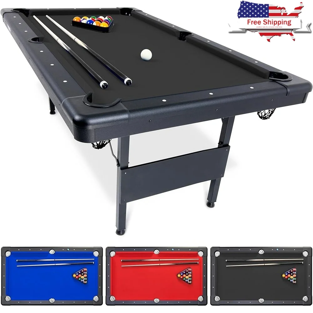 

Portable Billiards Table Set Includes 15 Balls 2 Cues Chalk Brush Instant Setup Home Office Game Room