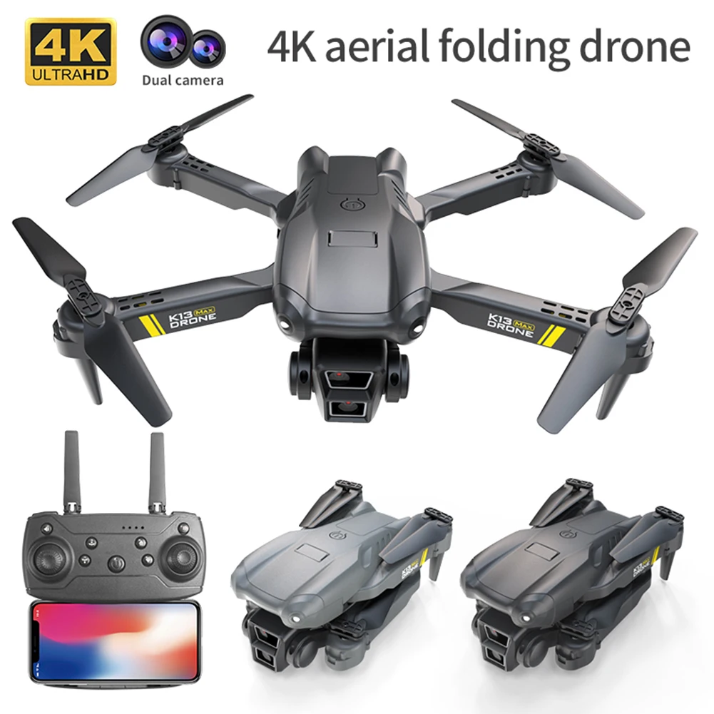 New K13 MAX RC Drone 4K Professinal With 1080P Wide Angle Dual HD Camera Foldable RC Helicopter WIFI FPV Height Hold Apron Sell