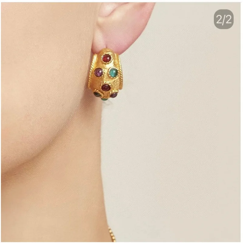 

Designer High-End European and American French Style Glass Pearl Half Hoop Vintage Earrings Ear Clips