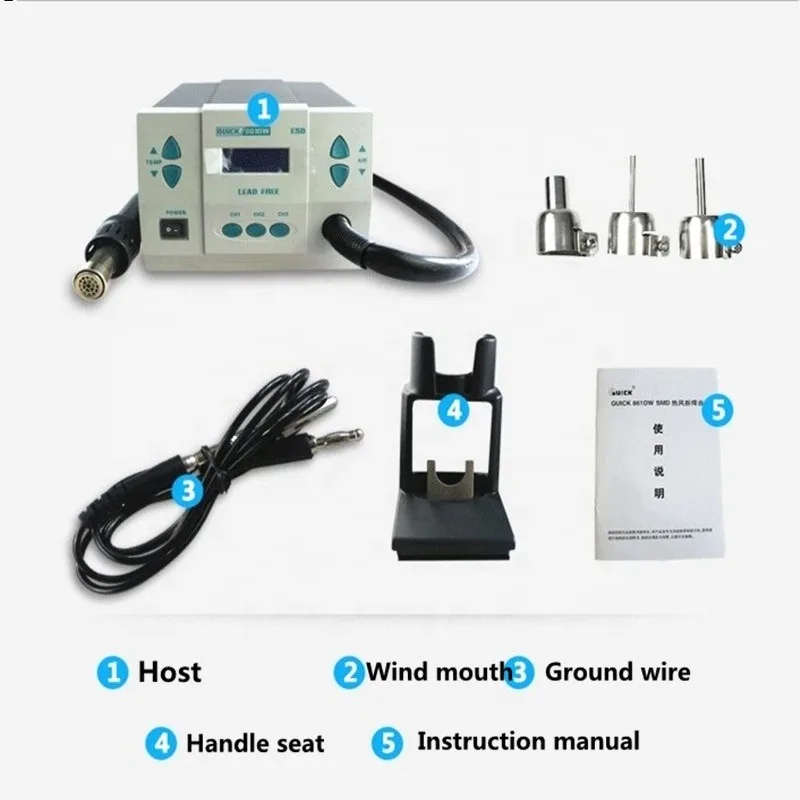 Original QUICK 861DW Soldering Station Lead-Free 1000W Hot Air Gun Soldering Rework Station For PCB Repair