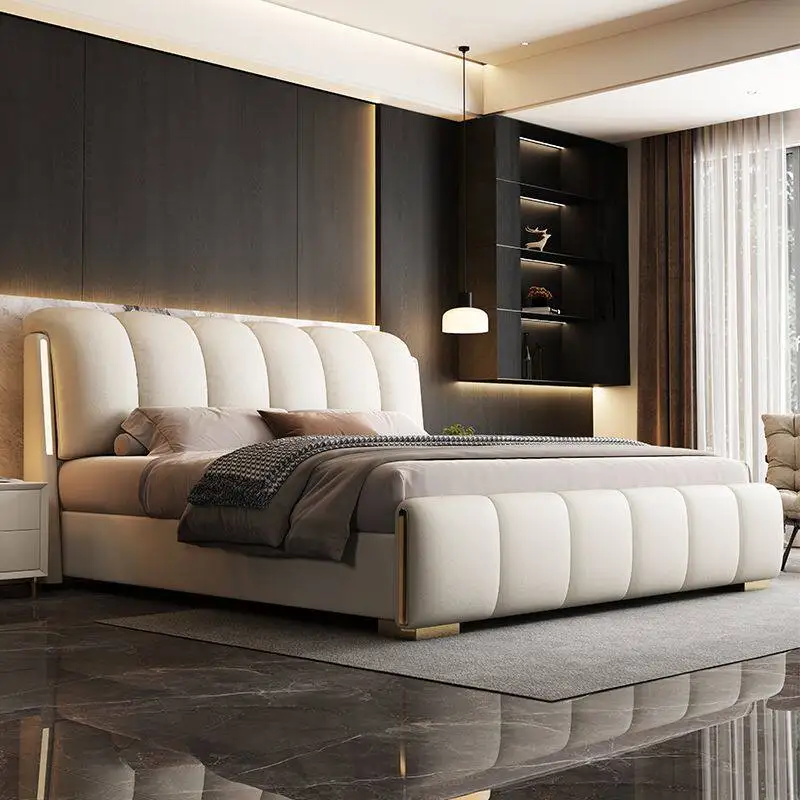 Leather Black Double Bed Mattress Sheets Simple Modern Frame Double Bed Storage Luxury Modern Cama Matrimonial Bedroom Furniture