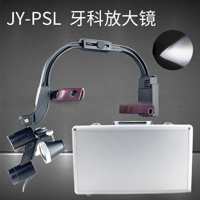 كشافات الأسنان عدسة مكبرة مجهر 2.5X/3.5X مصباح فحص فموي مثبت على الرأس إضاءة عقال جراحي لمستحضرات التجميل