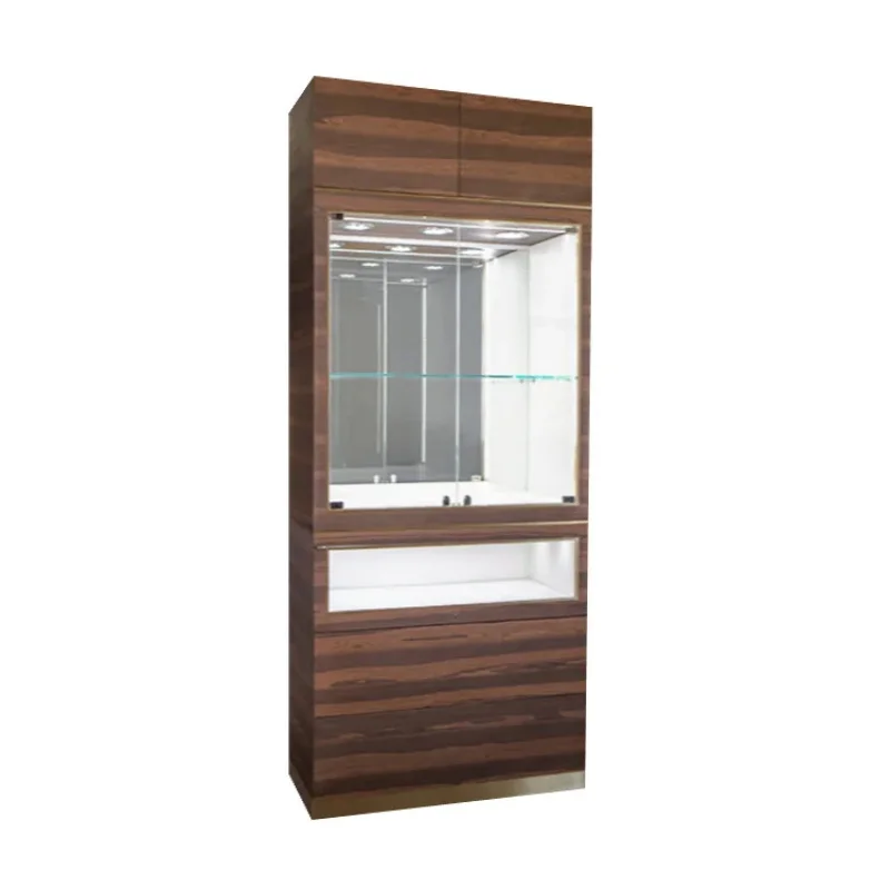 

Customize.Tempered Glass Jewelry Wall Display showcase with Shelf Jewellery Showroom Design Jewelry Cabinet