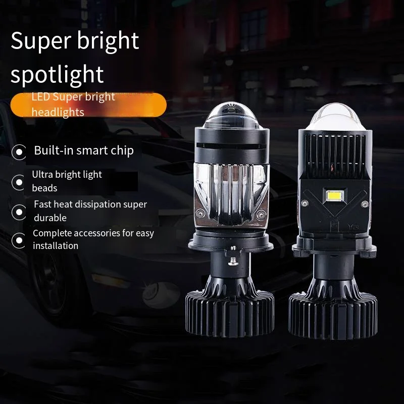 

YORON-y3 H4 LED Car Headlight High Beam Low Beam Super Bright Mini Lens Headlight H4 Fan Fog Lamps Waterproof IP67