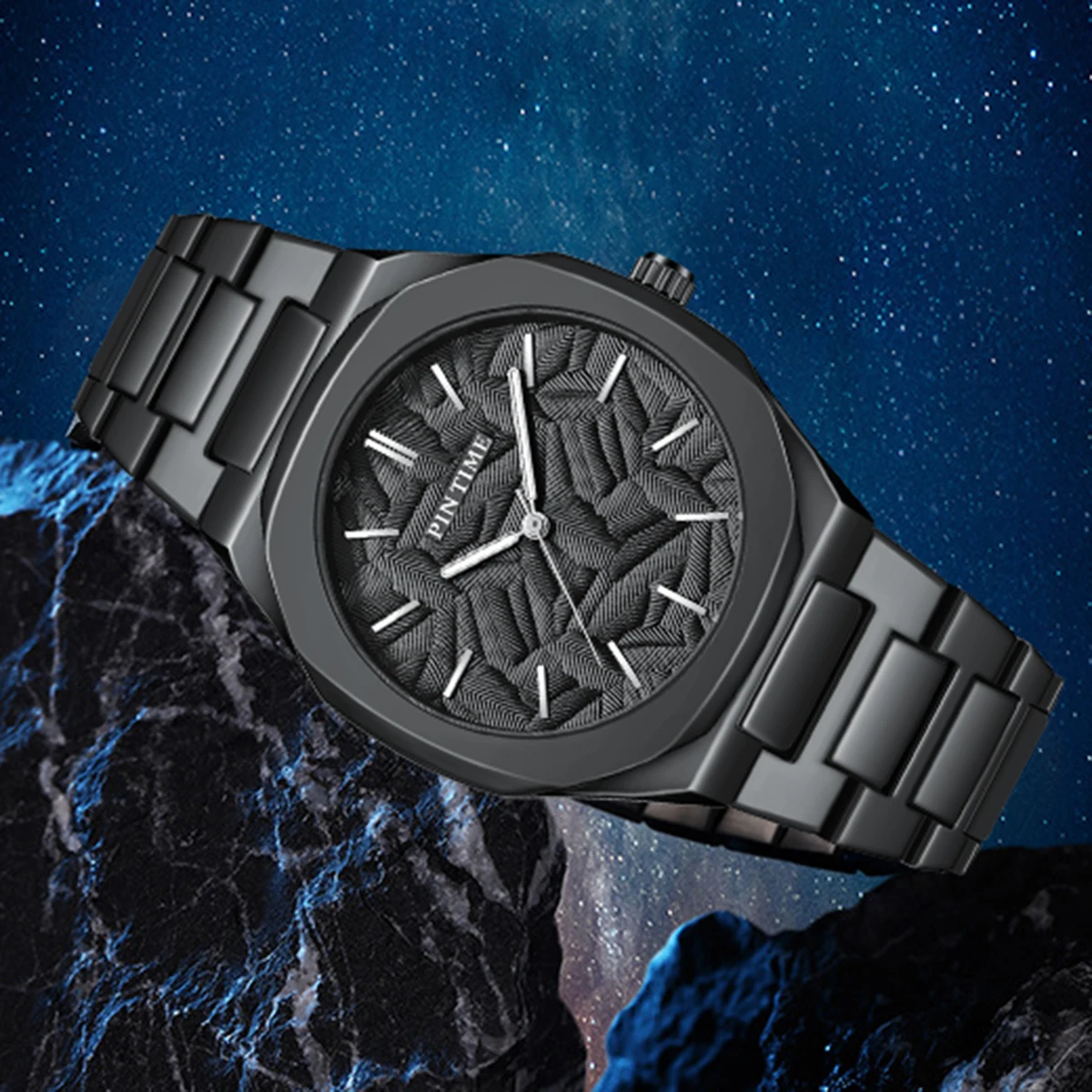 Blue Pattern Dial Brand Original Steel Quartz Watches For Men Luxury Date Display Luminous Fashion Men's Watch Relogios Clock