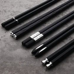 5 Pairs Janpanese Reusable Chopsticks Black Sushi Sticks For Food Noodles Alloy Chinese Korean Chopsticks Kitchen Tableware