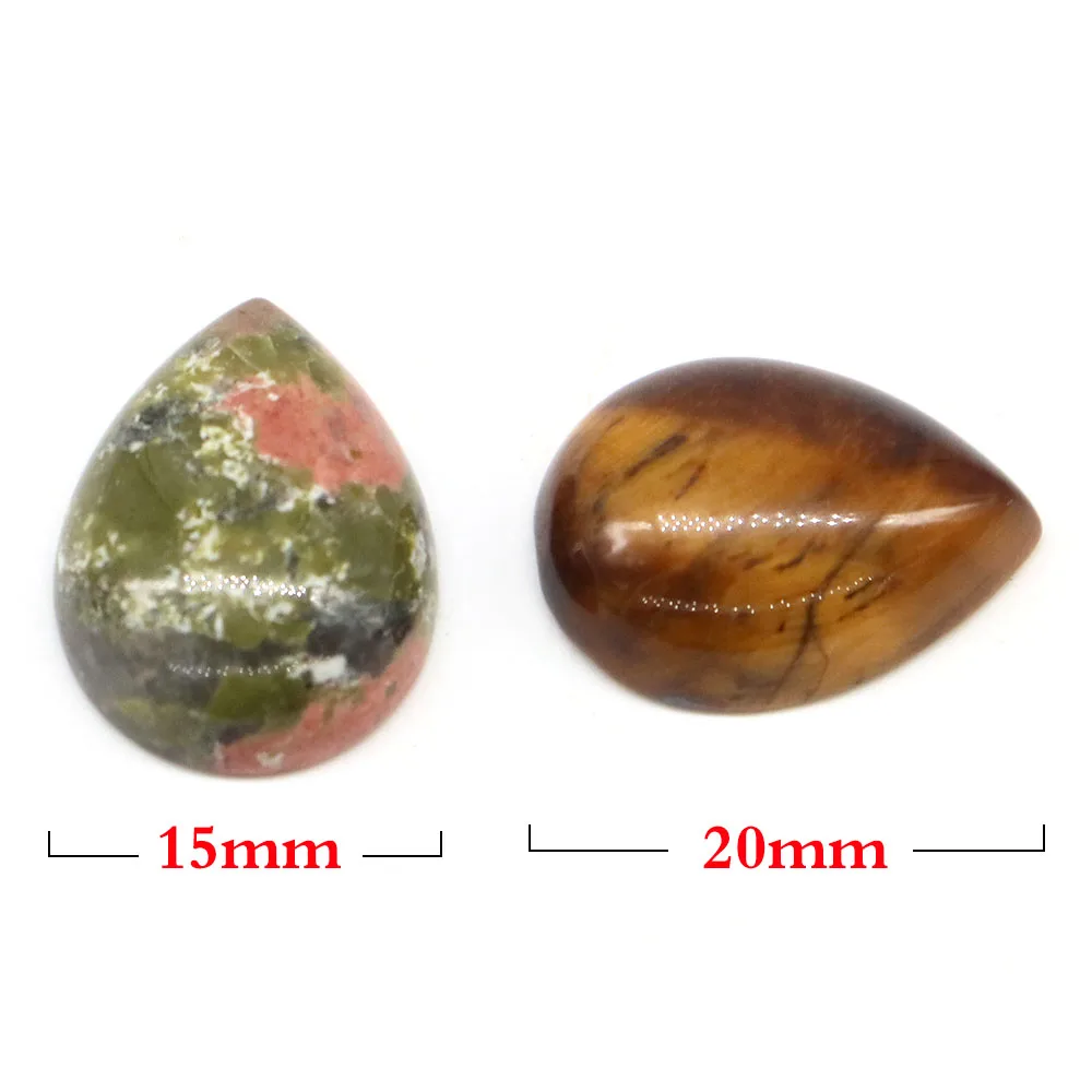15x20mm Teardrop Flat Back Gemstone Natural Stone Amethyst Rose Quartz Cabochon Crystal for Diy Making Handicrafts Accessories