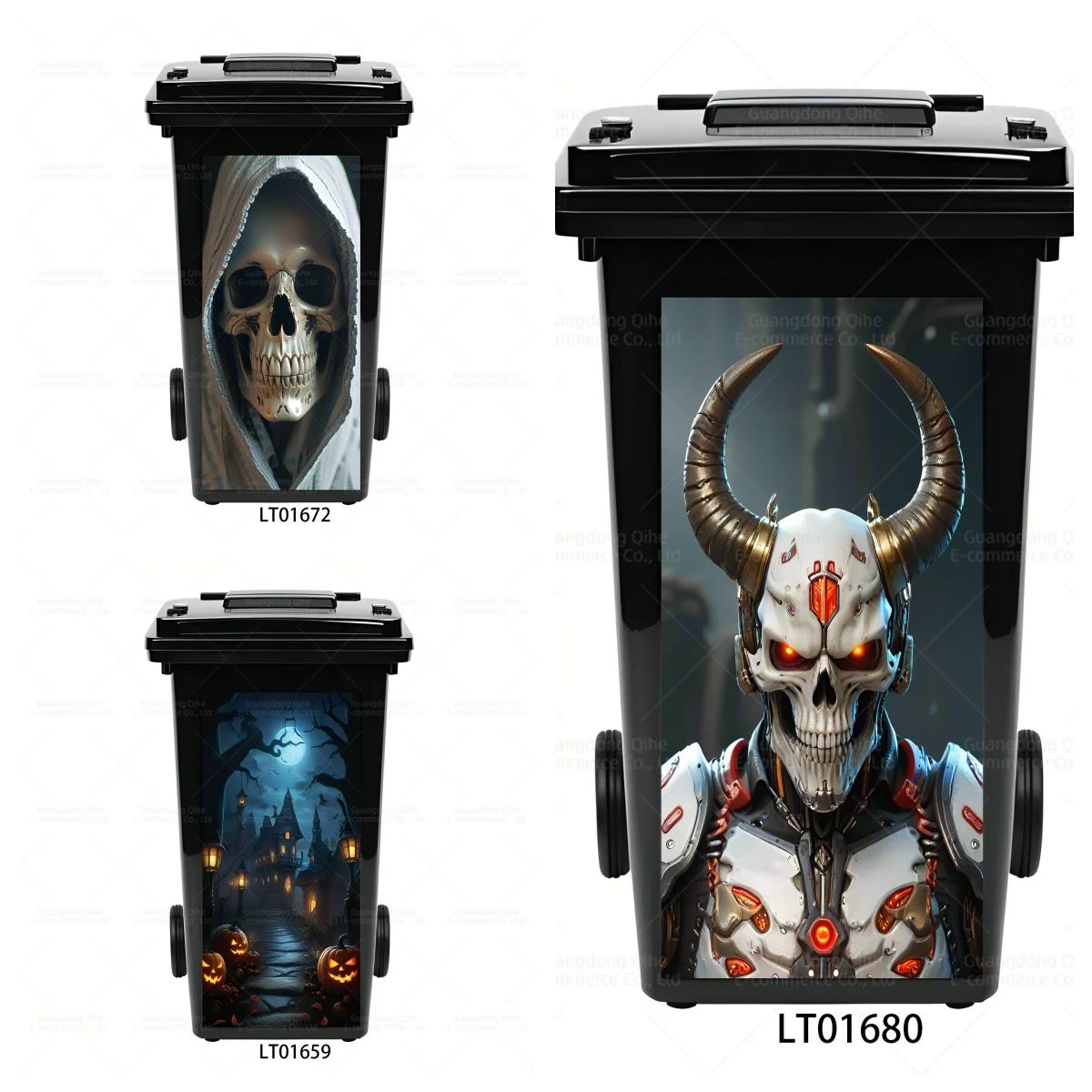 

Halloween Atmosphere 3D Skull Sticker Waterproof Removable Vinyl Trash Can Decor vuilnisbak stickers