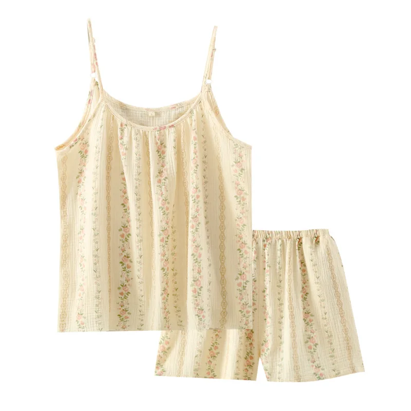 Simple Summer Summer Thin Female Casual Wearing Shorts Suit Cool Comfortable Stylish Printed Pajamas