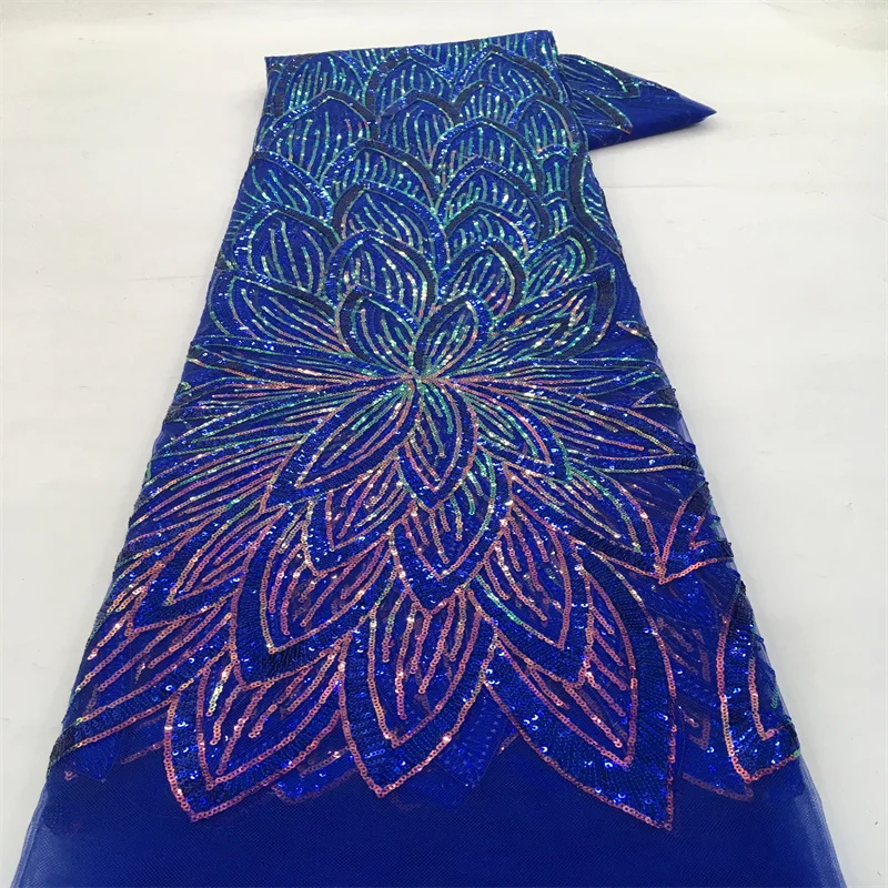 

African Lace Fabric 2026 High Quality French Net Lace Embroidered Nigerian Sequins Tulle Lace 2.5 Yards For Sewing Party Dresses